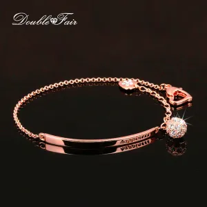 Double Fair OL Style Cubic Zirconia Ball Fashion Charm Bracelets & Bangles Rose Gold Color Crystal Jewelry Gift For Women DFH196