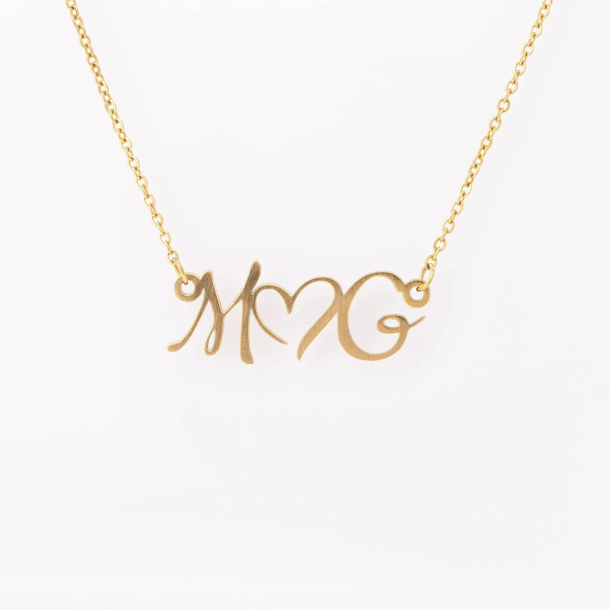 Double Initial Heart 18k Gold Necklace