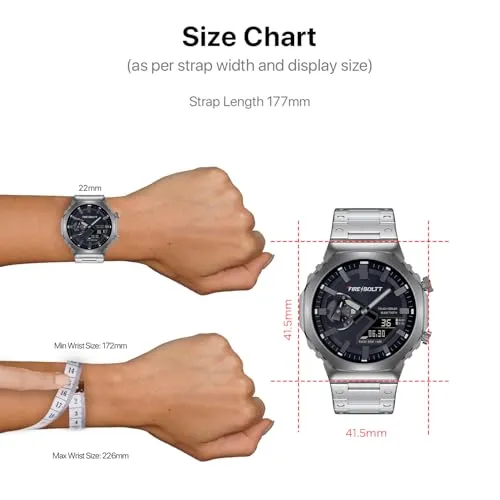 Fire-Boltt Onyx- 36.3mm AMOLED Always On Display Smart Watch, 466 * 466 High Resolution, Bluetooth Calling, Steel Design, IP67, 4GB Storage, 300  Sports Modes, 130  Watch Faces (Silver)
