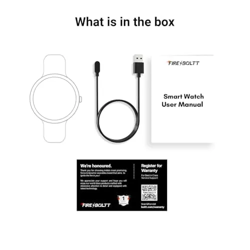 Fire-Boltt Onyx- 36.3mm AMOLED Always On Display Smart Watch, 466 * 466 High Resolution, Bluetooth Calling, Steel Design, IP67, 4GB Storage, 300  Sports Modes, 130  Watch Faces (Silver)