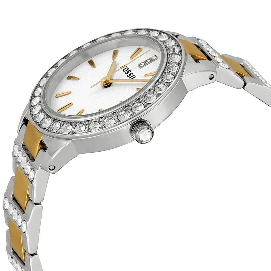 Fossil Crystal White Dial Two-tone Ladies Watch ES2409