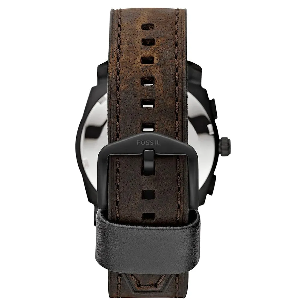Fossil Men's Black Dial Dark Brown Leather Band Chronograph Quartz Watch - FS4656IE