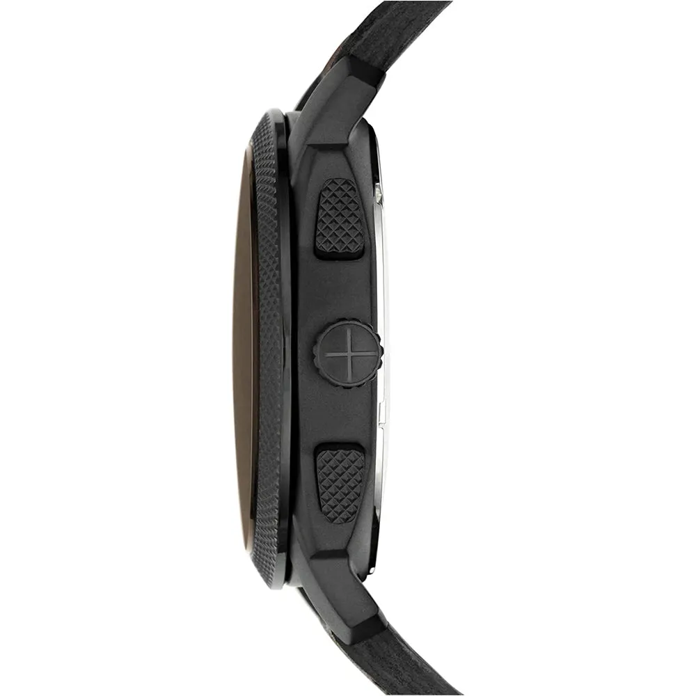 Fossil Men's Black Dial Dark Brown Leather Band Chronograph Quartz Watch - FS4656IE