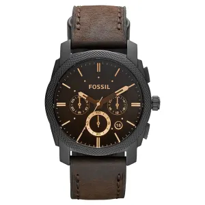 Fossil Men's Black Dial Dark Brown Leather Band Chronograph Quartz Watch - FS4656IE