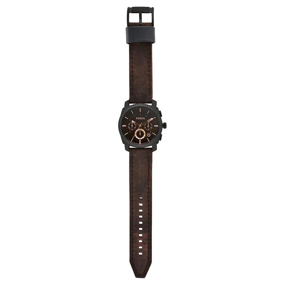 Fossil Men's Black Dial Dark Brown Leather Band Chronograph Quartz Watch - FS4656IE