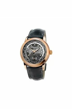 frederique constant worldtimer 42mm stainless steel 18k rose gold plated men's watch fc-718dgwm4h4