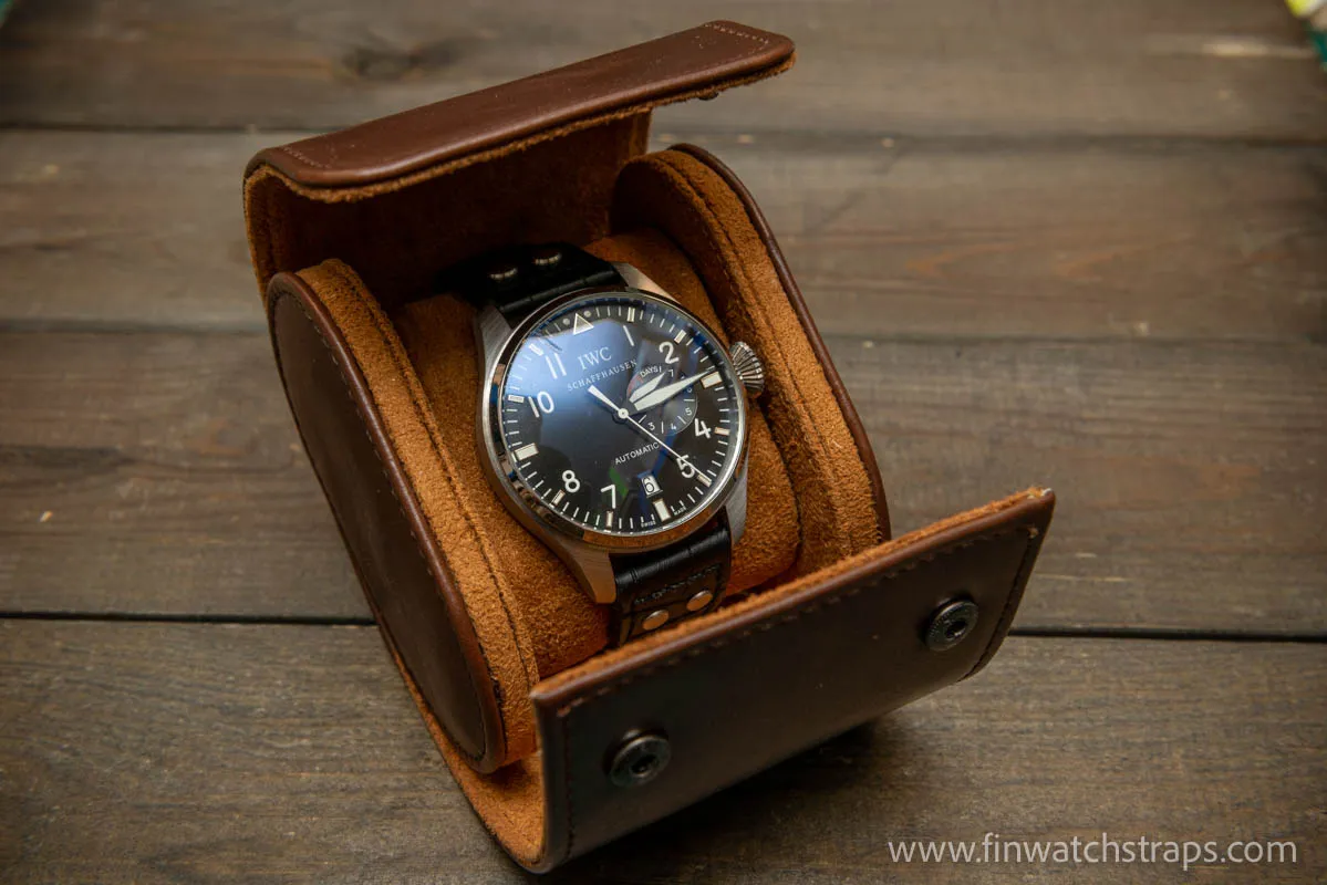 French Calf leather watch case for wrist watch organising (1, 2, 3 slots)