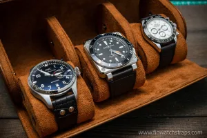 French Calf leather watch case for wrist watch organising (1, 2, 3 slots)