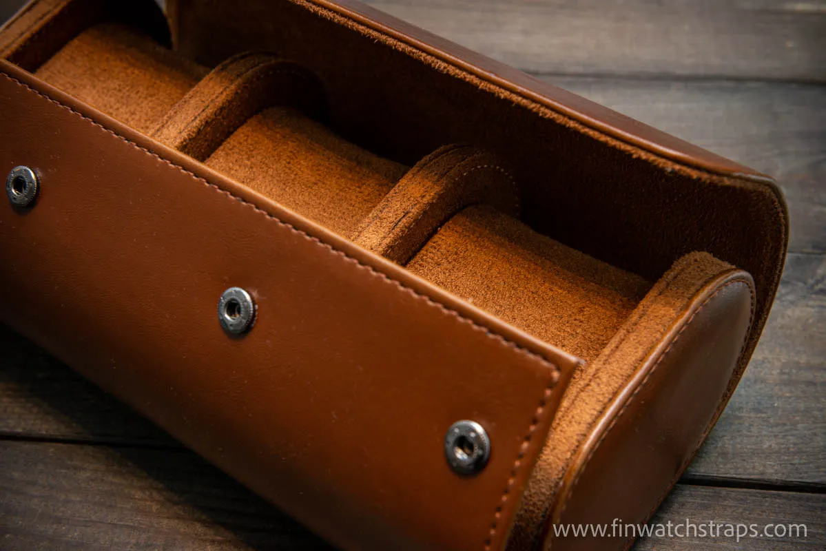 French Calf leather watch case for wrist watch organising (1, 2, 3 slots)