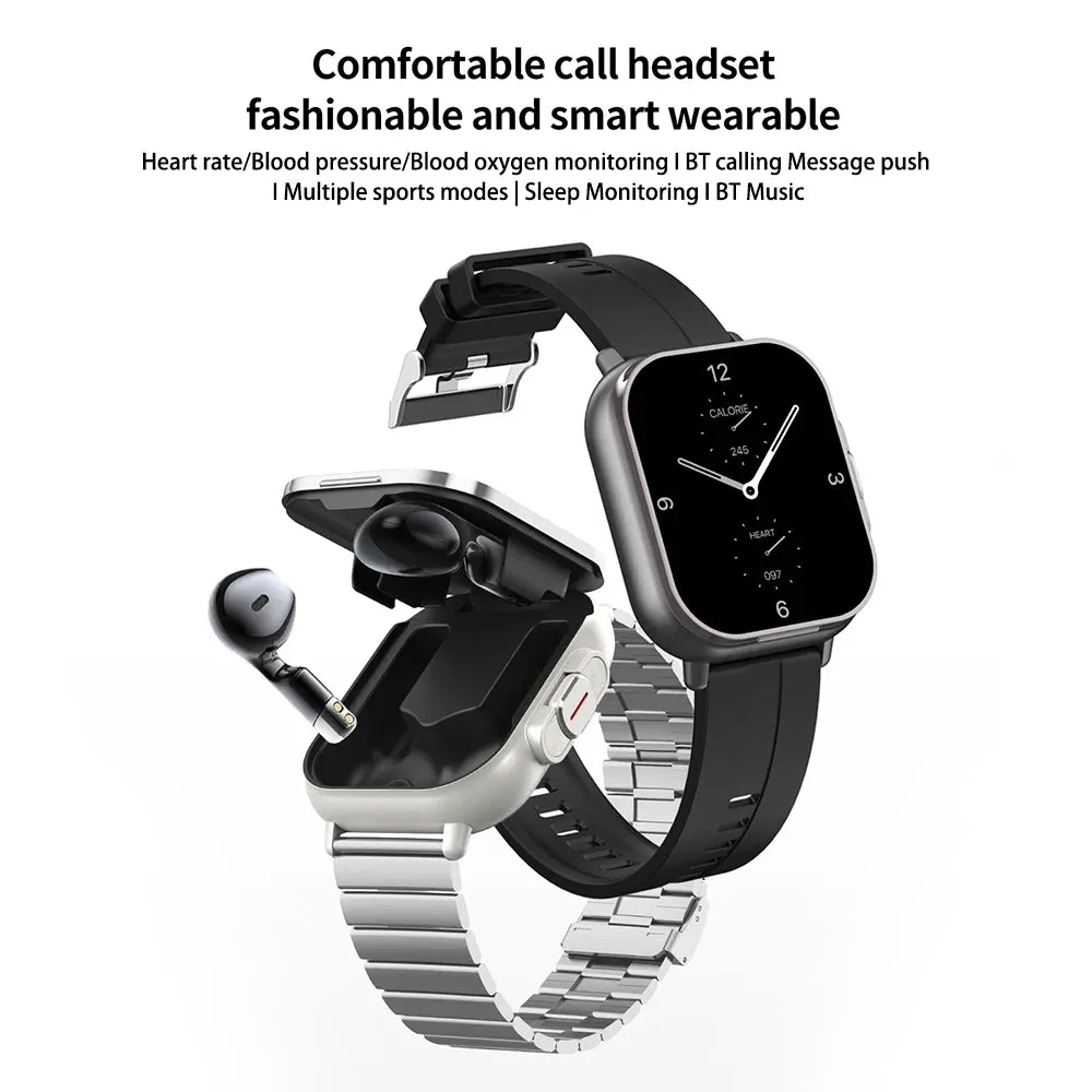 FusionTech TWS 2-in-1 Smartwatch with Wireless Bluetooth Earbuds - Ultimate Fitness and Connectivity