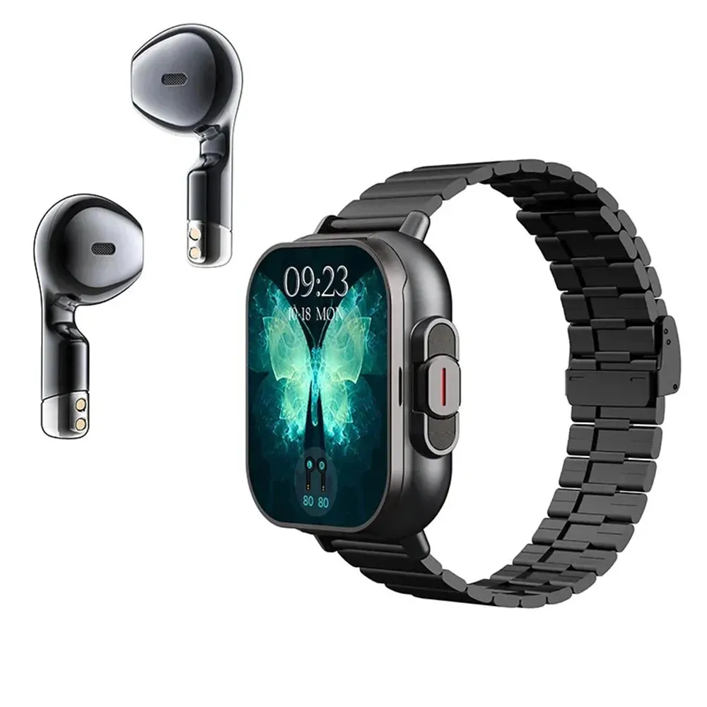 FusionTech TWS 2-in-1 Smartwatch with Wireless Bluetooth Earbuds - Ultimate Fitness and Connectivity