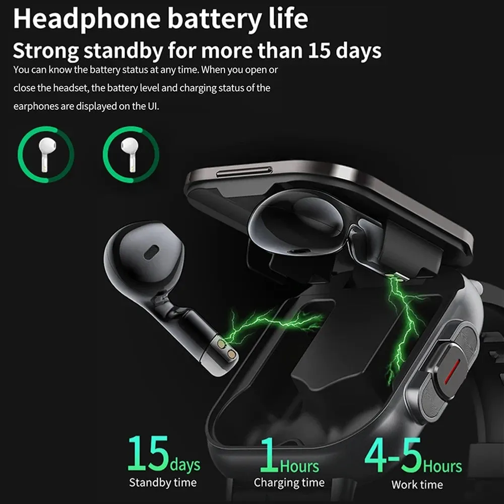FusionTech TWS 2-in-1 Smartwatch with Wireless Bluetooth Earbuds - Ultimate Fitness and Connectivity