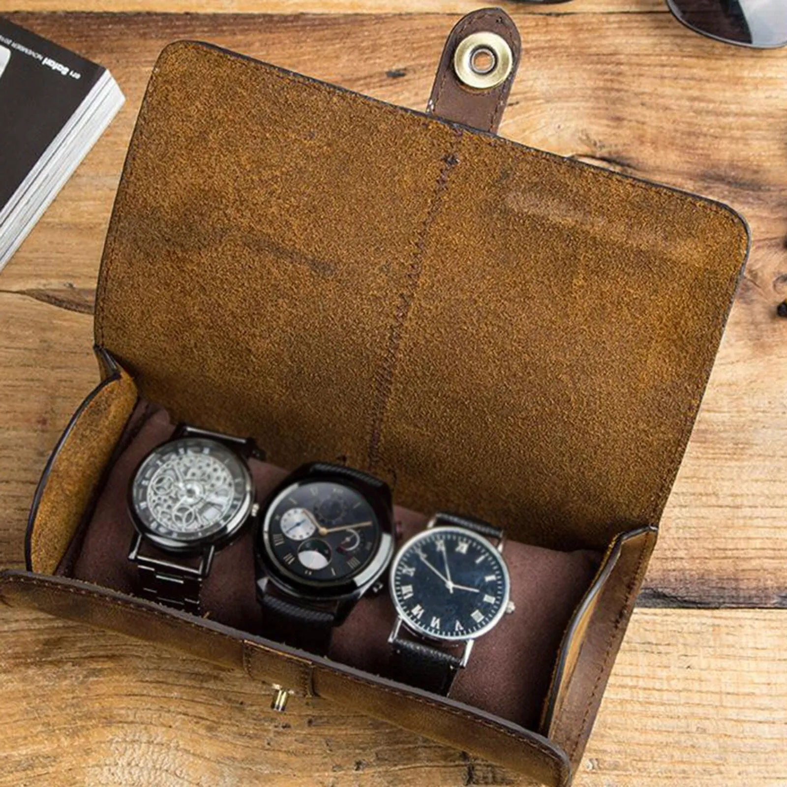 Gabriel Premium Horse Leather 3 Slot Watch Roll