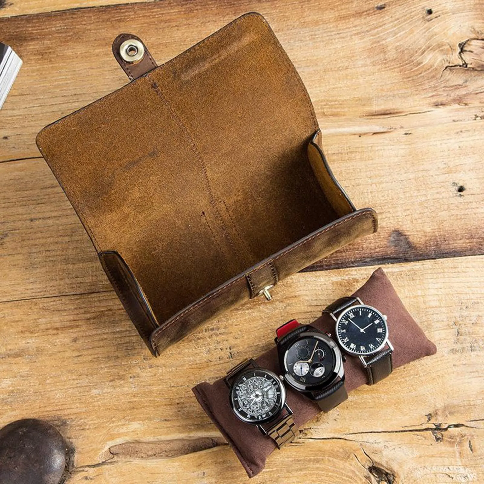 Gabriel Premium Horse Leather 3 Slot Watch Roll