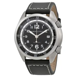 Hamilton Khaki Pilot Pioneer Automatic Black Dial Black Leather Men's Watch H76455933