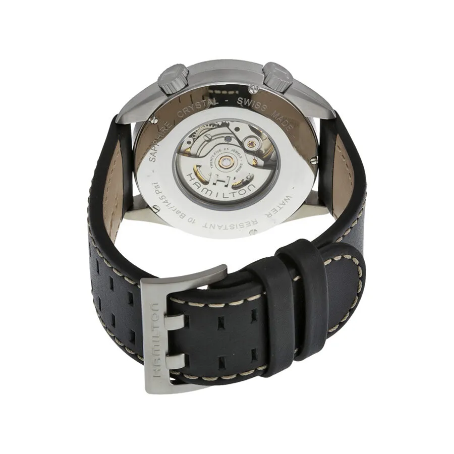 Hamilton Khaki Pilot Pioneer Automatic Black Dial Black Leather Men's Watch H76455933