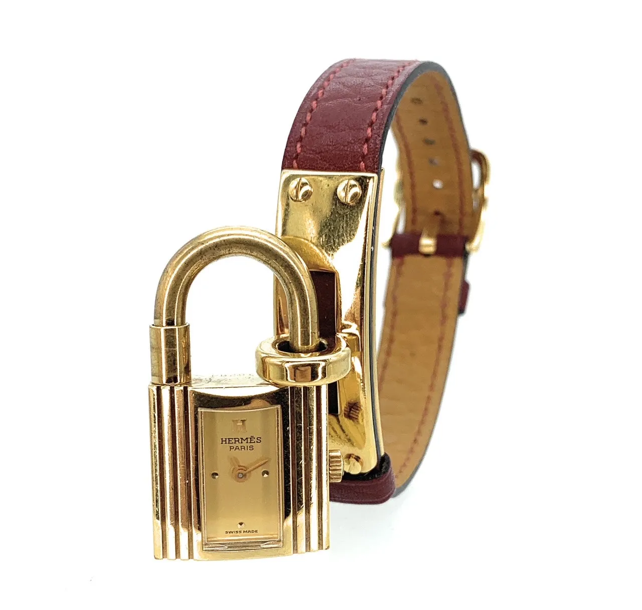 Hermès Kelly Watch Gold Lock With Barenia Calfskin Strap
