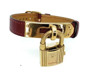 Hermès Kelly Watch Gold Lock With Barenia Calfskin Strap