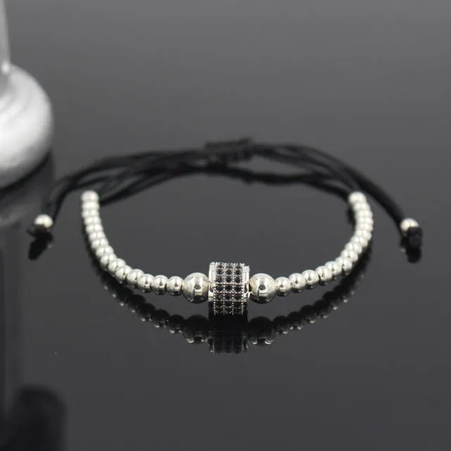Hot Sale Gold-Color Full Crystal Charm Anil Arjandas Fashion Bracelet Pave Setting Czech Bead Weave Men Macrame Bracelet
