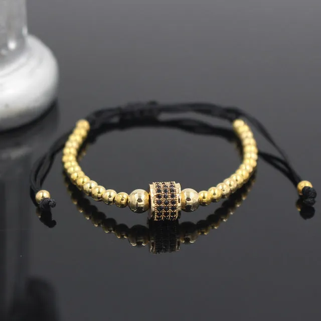 Hot Sale Gold-Color Full Crystal Charm Anil Arjandas Fashion Bracelet Pave Setting Czech Bead Weave Men Macrame Bracelet