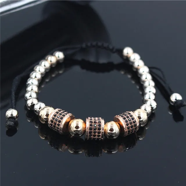 Hot Sale Gold-Color Full Crystal Charm Anil Arjandas Fashion Bracelet Pave Setting Czech Bead Weave Men Macrame Bracelet