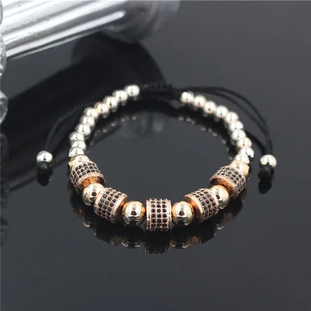 Hot Sale Gold-Color Full Crystal Charm Anil Arjandas Fashion Bracelet Pave Setting Czech Bead Weave Men Macrame Bracelet