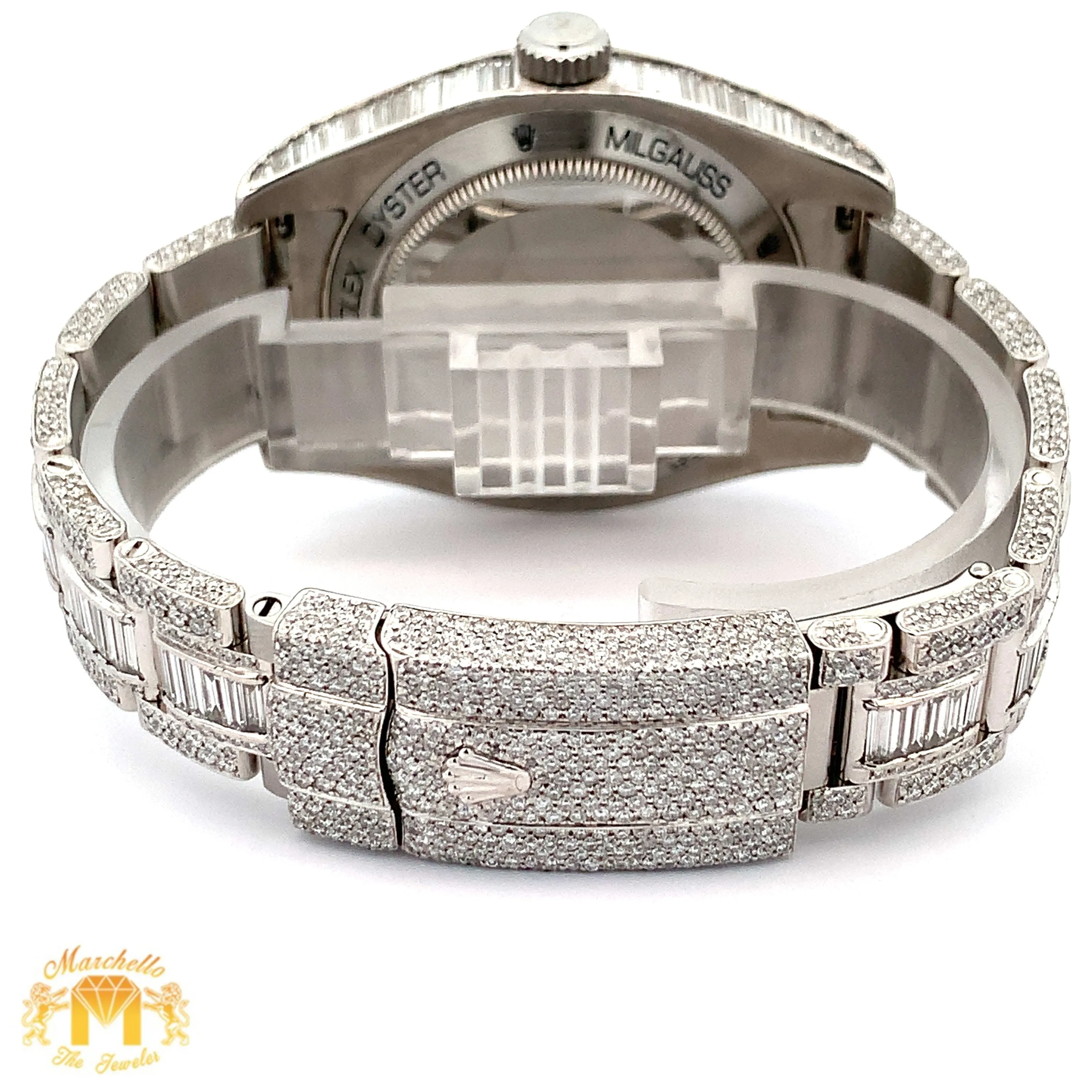 Iced out 40mm Rolex Diamond Watch with Stainless Steel Oyster Bracelet