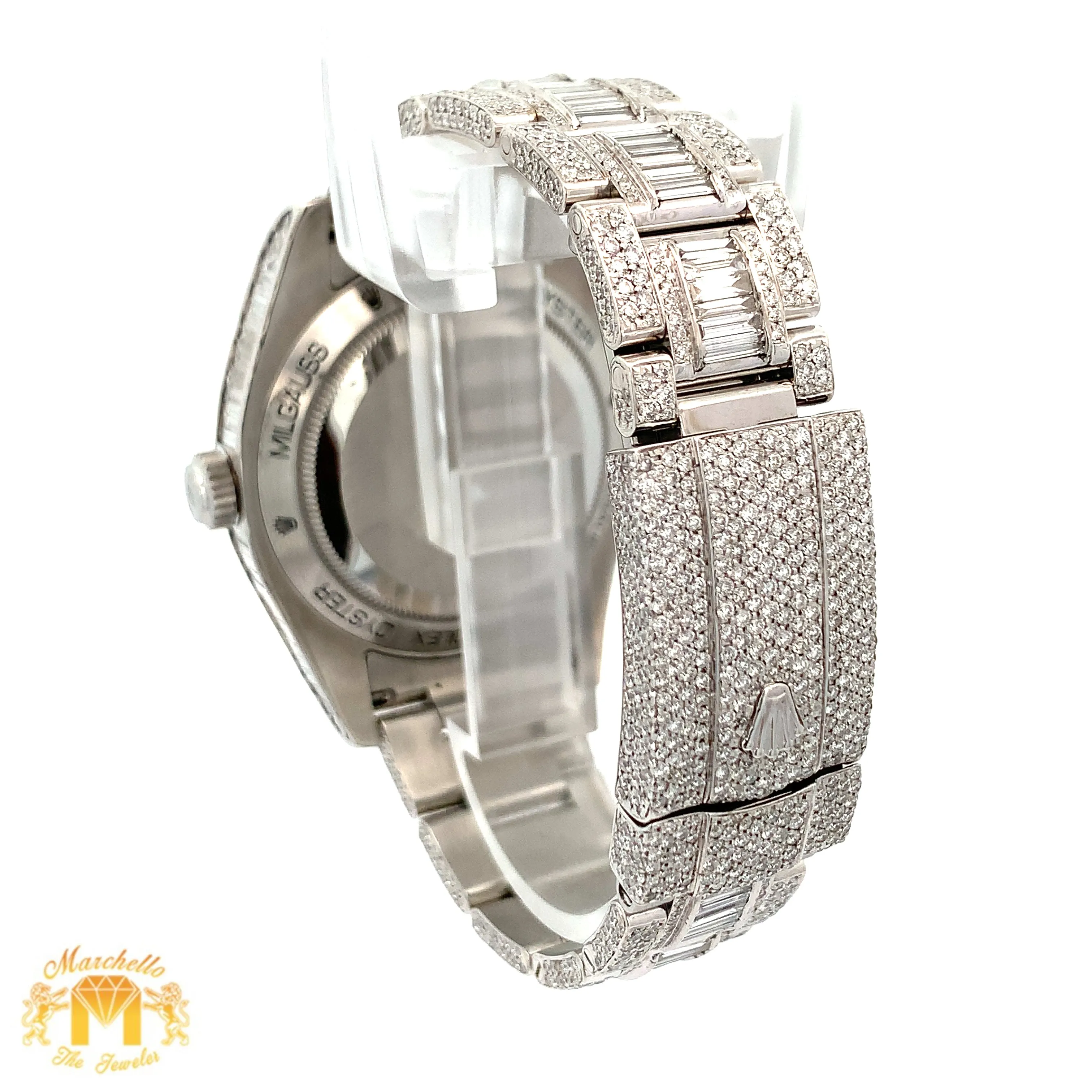 Iced out 40mm Rolex Diamond Watch with Stainless Steel Oyster Bracelet