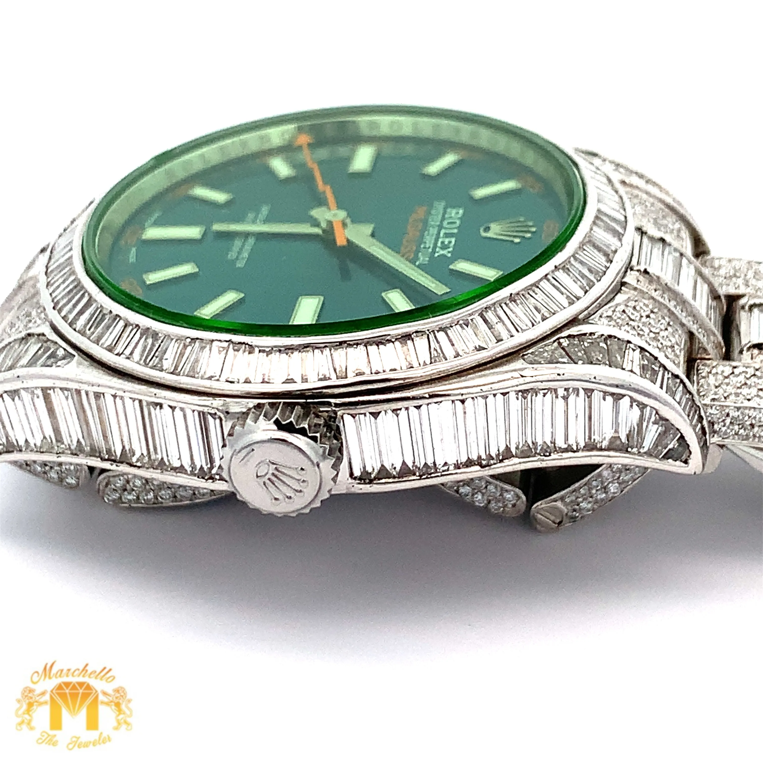 Iced out 40mm Rolex Diamond Watch with Stainless Steel Oyster Bracelet