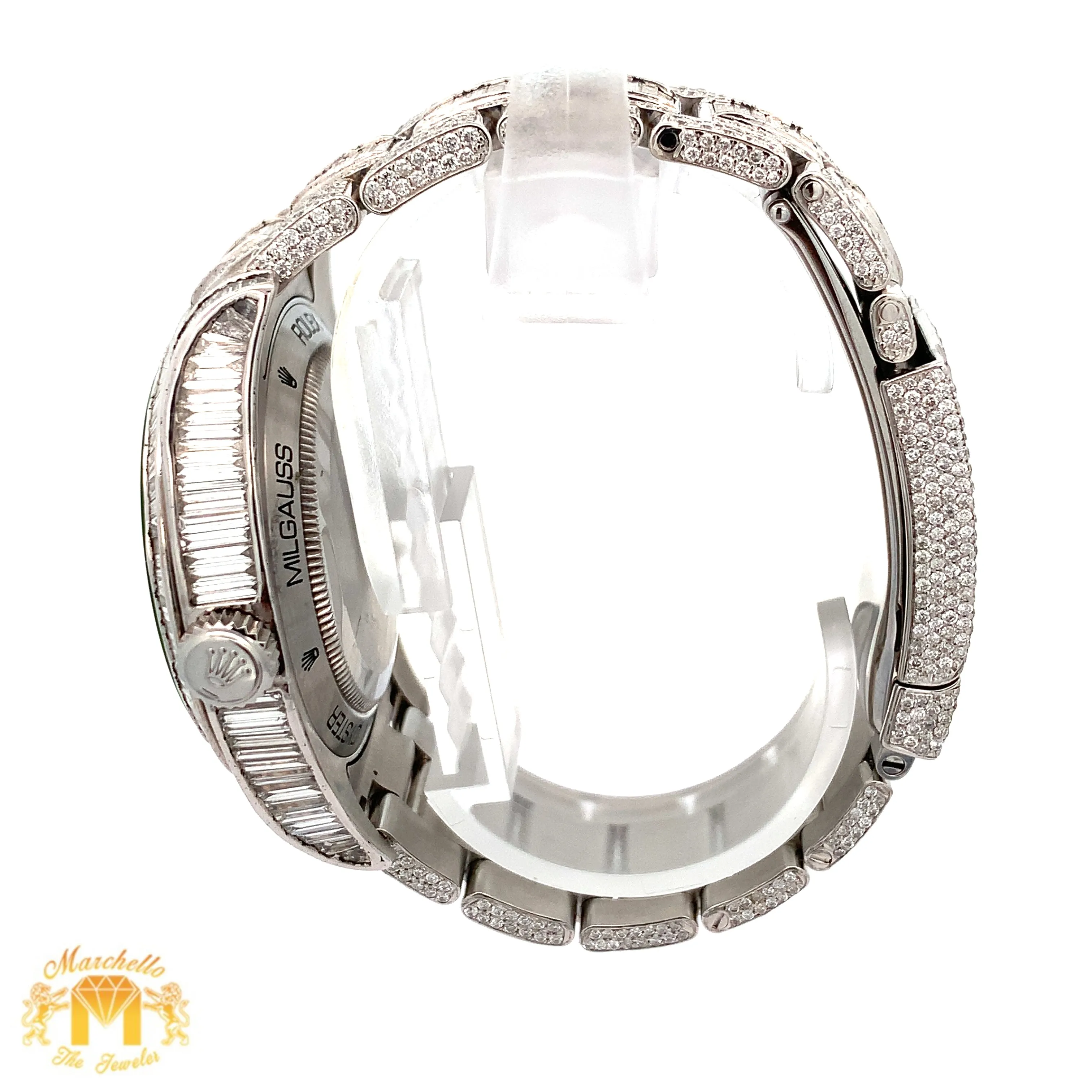 Iced out 40mm Rolex Diamond Watch with Stainless Steel Oyster Bracelet