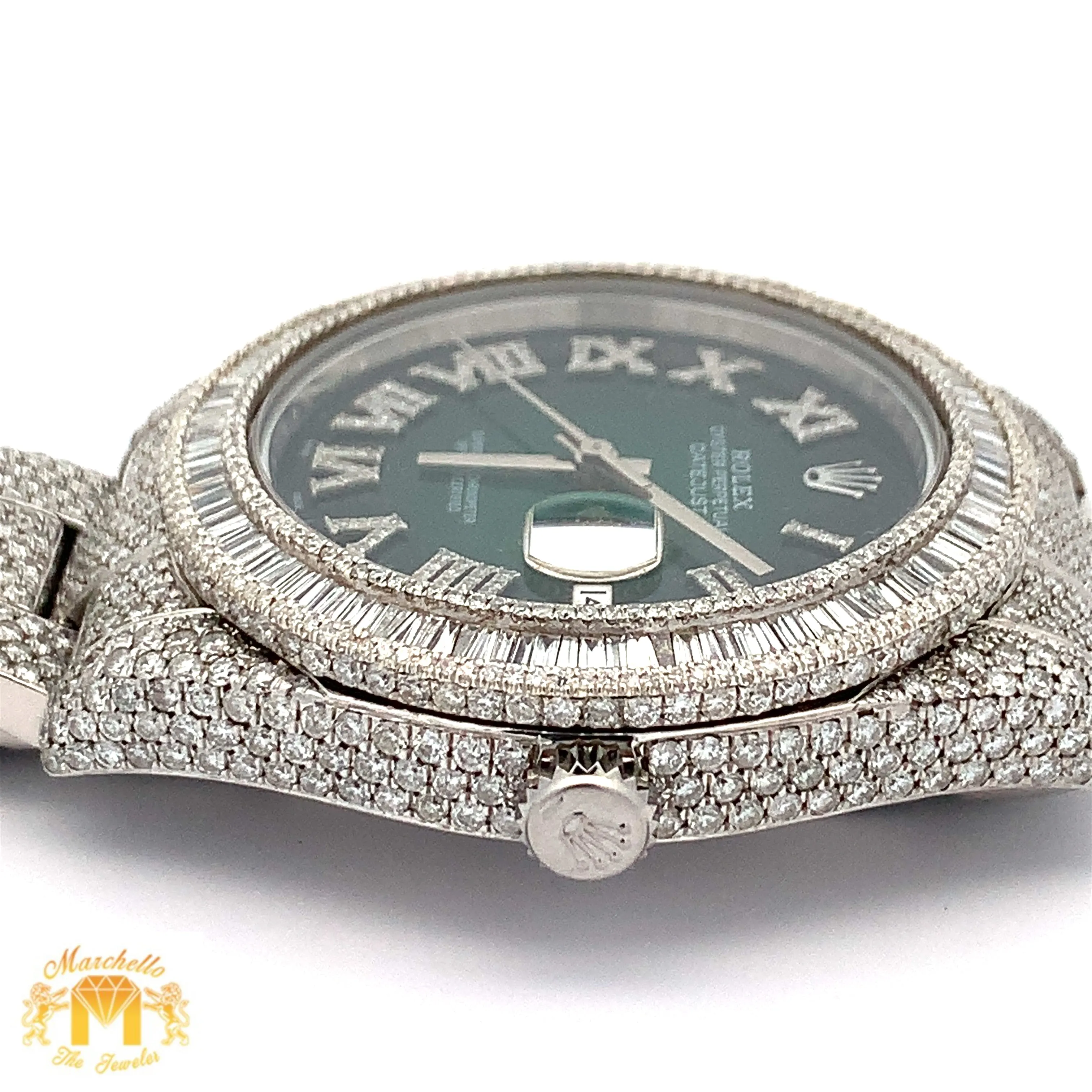 Iced out 41mm Rolex Diamond Watch with Oyster Bracelet