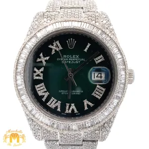 Iced out 41mm Rolex Diamond Watch with Oyster Bracelet