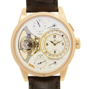 Jaeger LeCoultre Duometre A Spherotourbillion Beige Dial 18kt Pink Gold Brown Leather Men's Watch Q6052520