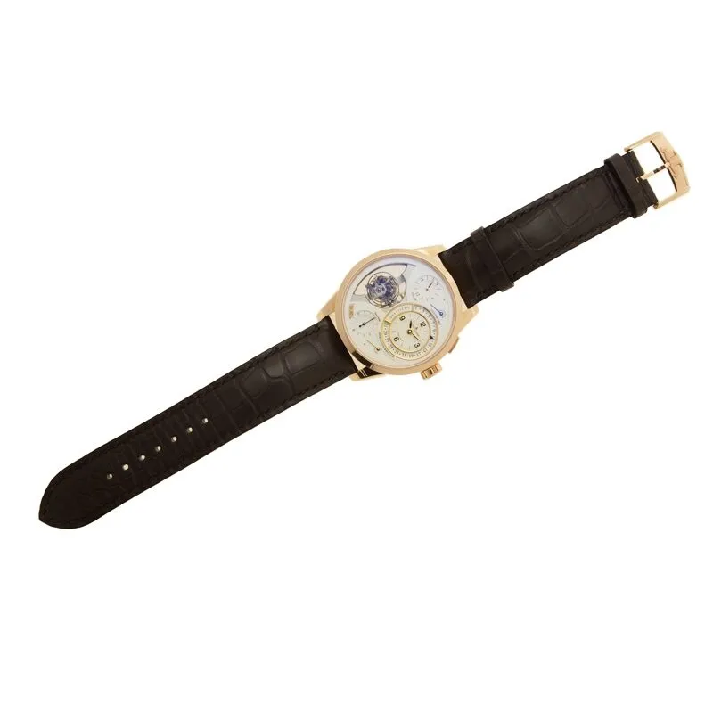 Jaeger LeCoultre Duometre A Spherotourbillion Beige Dial 18kt Pink Gold Brown Leather Men's Watch Q6052520