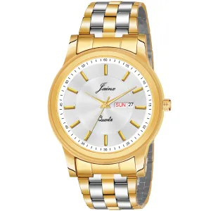 Jainx Premium Day & Date Feature White Dial Analogue Watch For Men - JM1176