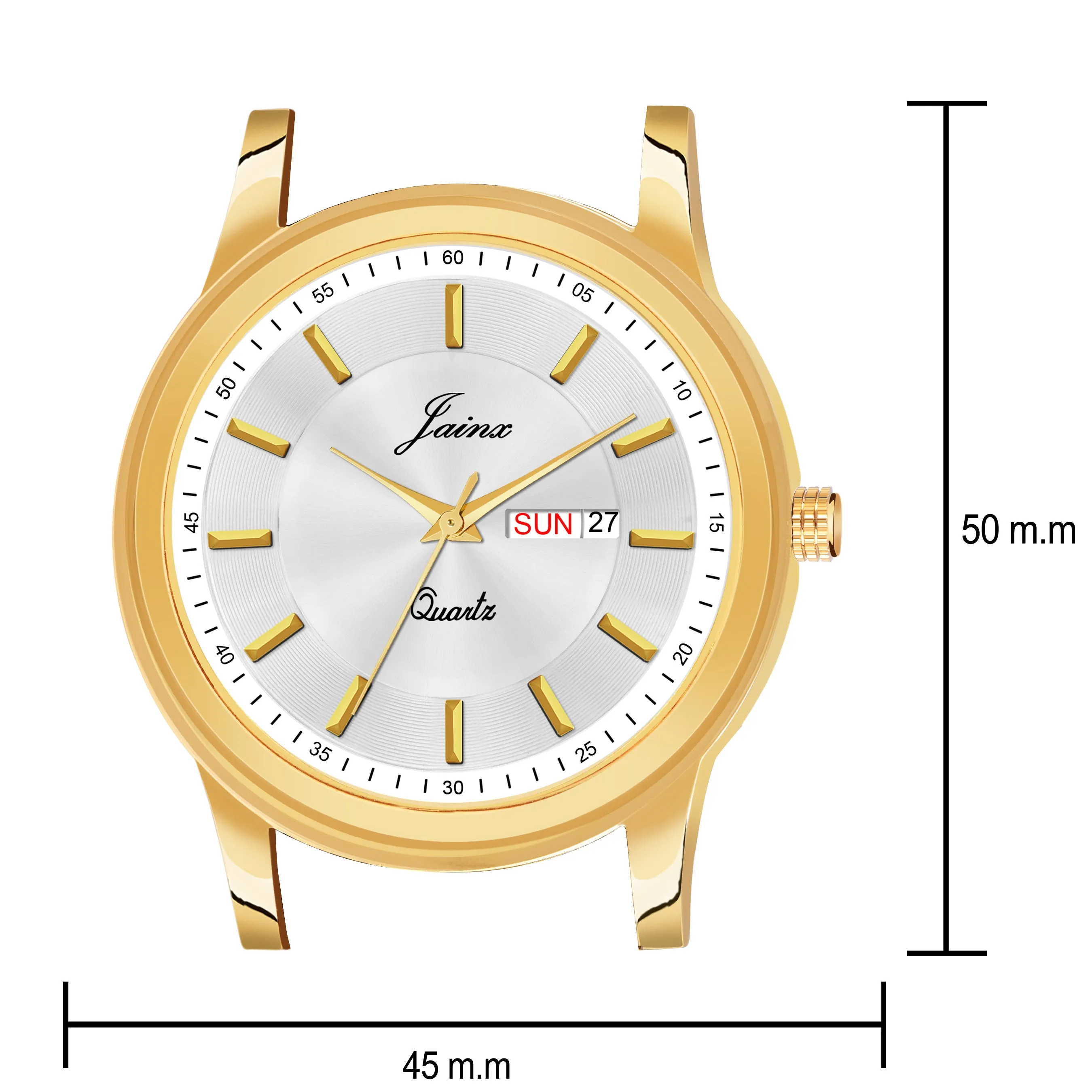 Jainx Premium Day & Date Feature White Dial Analogue Watch For Men - JM1176