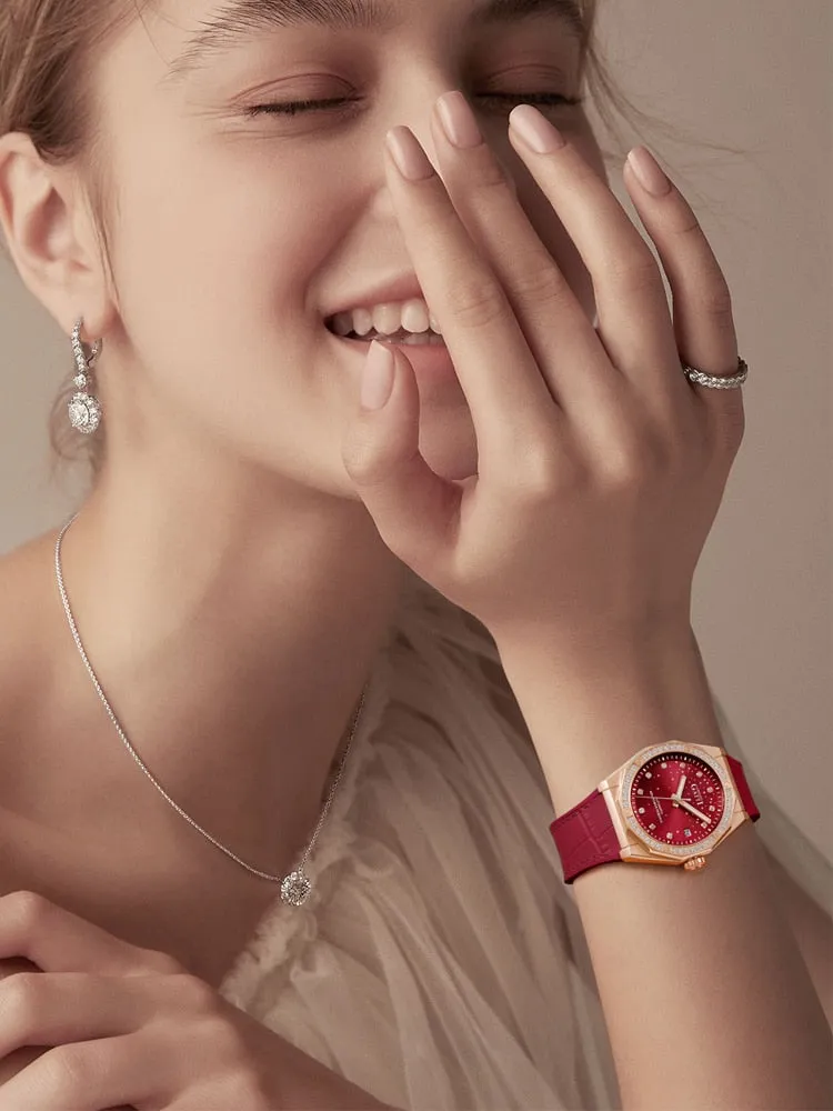 Ladies Fashion Charm Mechanical Automatic Skeleton Waterproof Starry Night Watches
