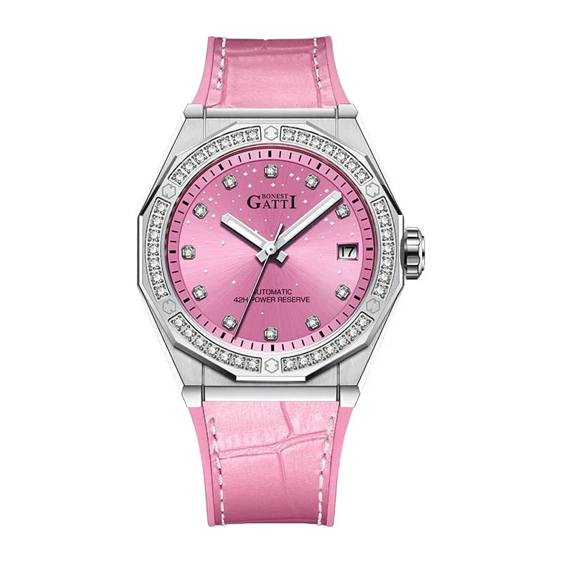 Ladies Fashion Charm Mechanical Automatic Skeleton Waterproof Starry Night Watches