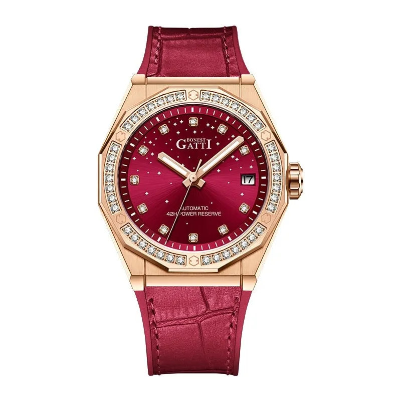 Ladies Fashion Charm Mechanical Automatic Skeleton Waterproof Starry Night Watches