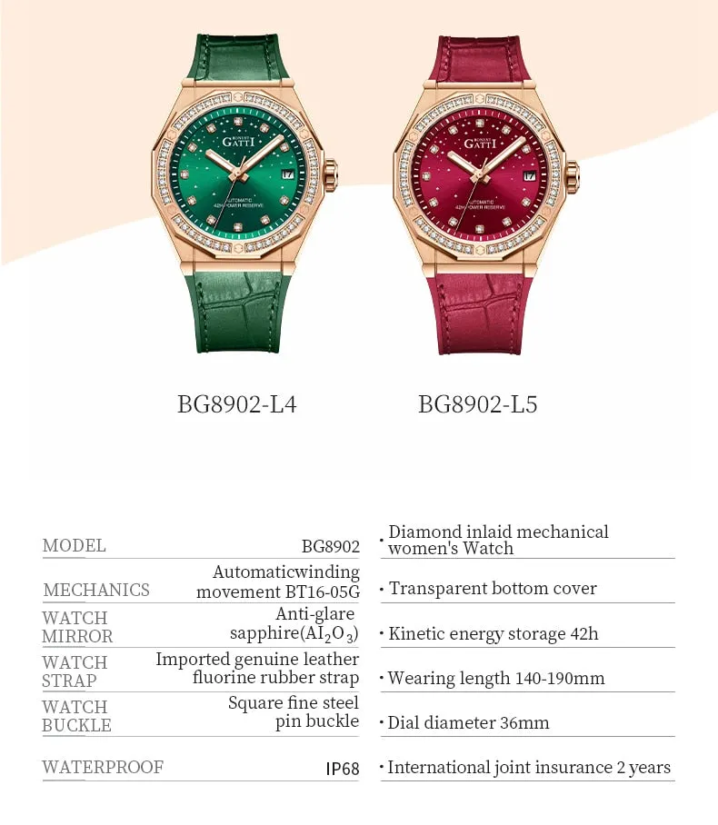 Ladies Fashion Charm Mechanical Automatic Skeleton Waterproof Starry Night Watches