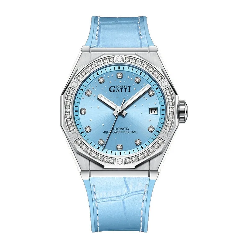 Ladies Fashion Charm Mechanical Automatic Skeleton Waterproof Starry Night Watches
