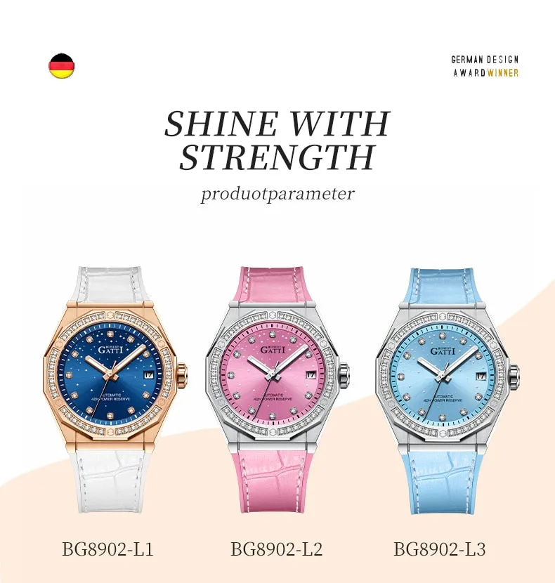 Ladies Fashion Charm Mechanical Automatic Skeleton Waterproof Starry Night Watches
