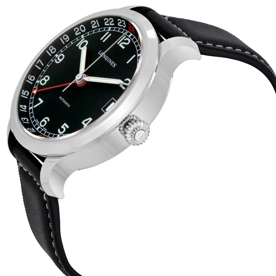 Longines Heritage Military 1938 Black Dial Black Leather Band Stainless Steel Case Automatic Men's Watch L27894530
