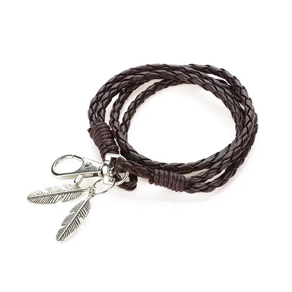 Mdiger Fashion Jewelry PU Leather Bracelets Charm Gift Bangles Multilayer Feather Bracelet Accessories Wedding Men Jewelry