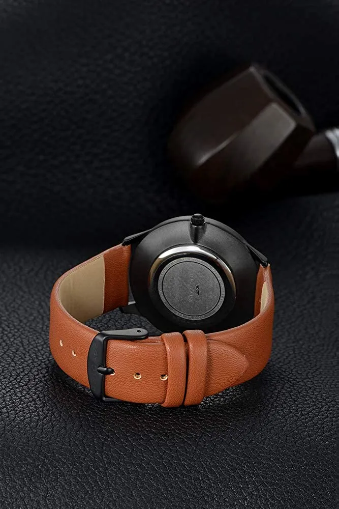 Mens Watches Minimalist Black Business Casual Waterproof Quartz Watches for Men Swiss Brand