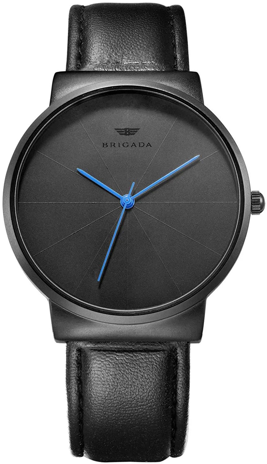 Mens Watches Minimalist Black Business Casual Waterproof Quartz Watches for Men Swiss Brand