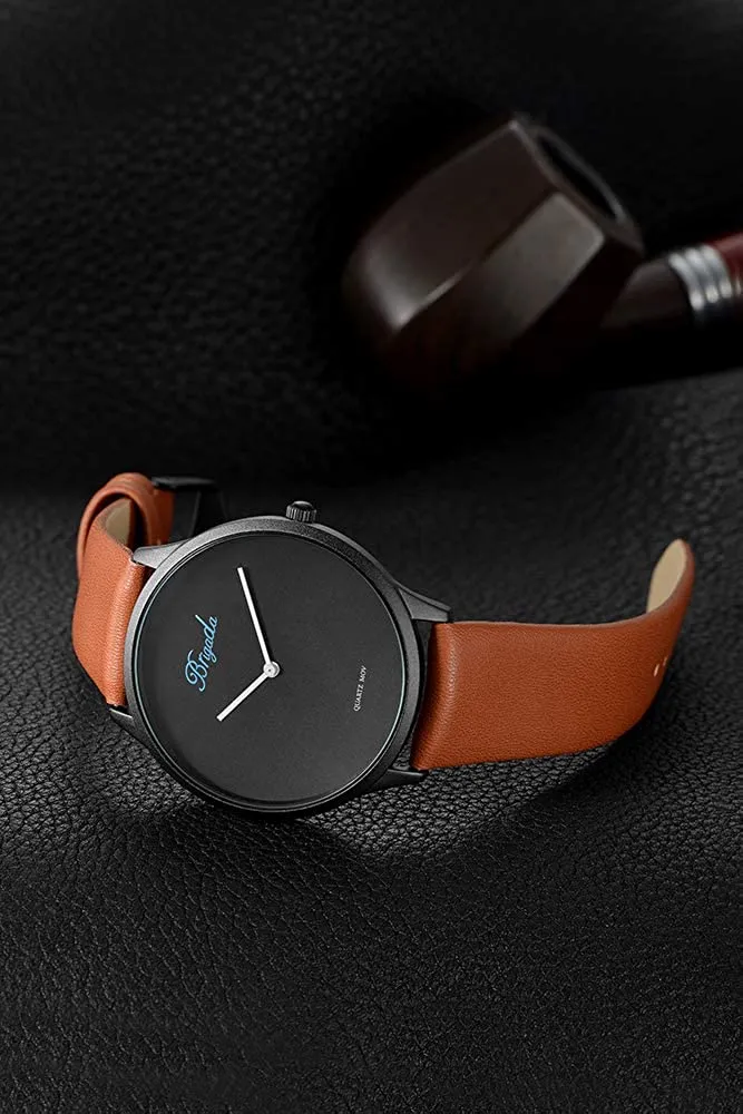 Mens Watches Minimalist Black Business Casual Waterproof Quartz Watches for Men Swiss Brand