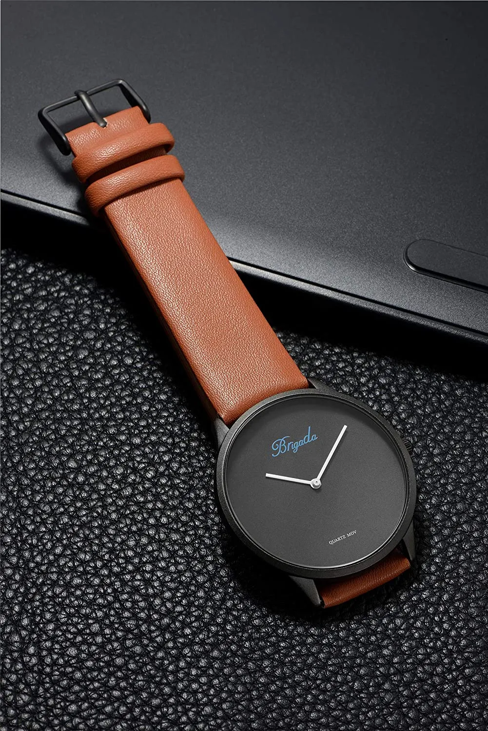 Mens Watches Minimalist Black Business Casual Waterproof Quartz Watches for Men Swiss Brand