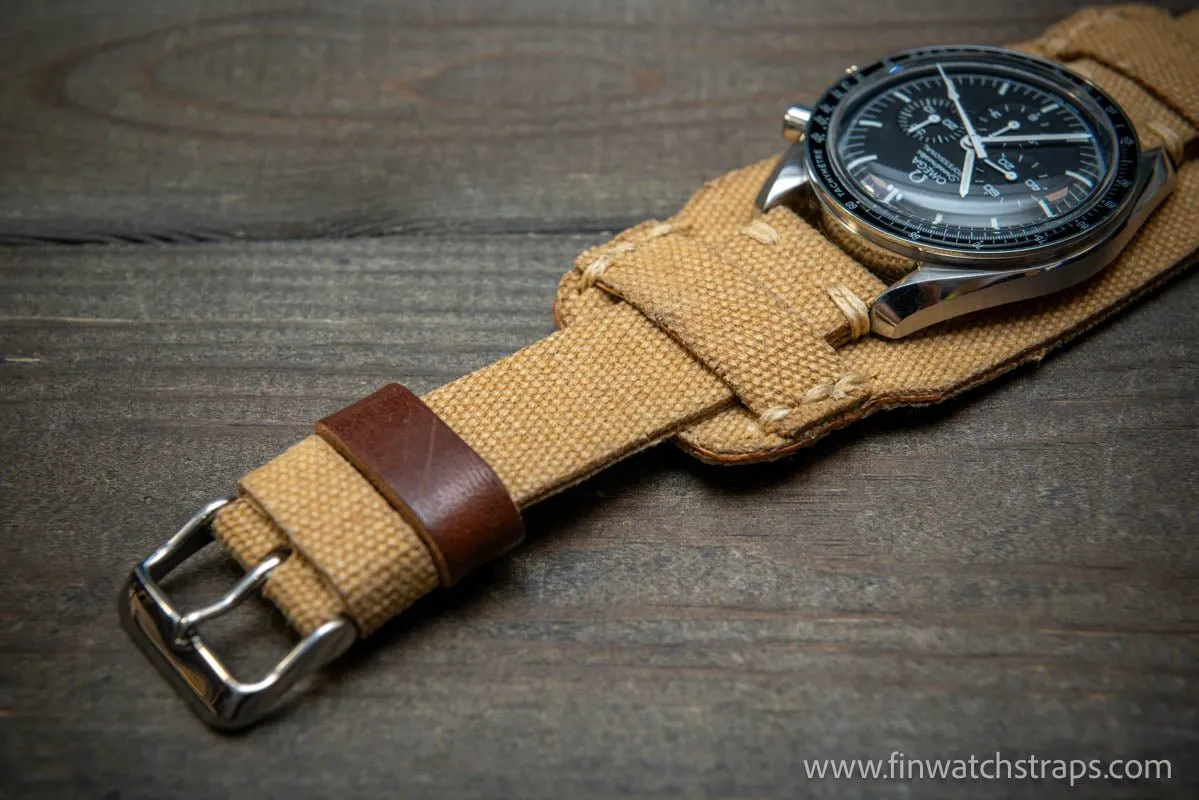 Military Bund Style Watch Strap: Vintage Canvas, handmade in Finland, Limited edition, watch lugs 10-26 mm.