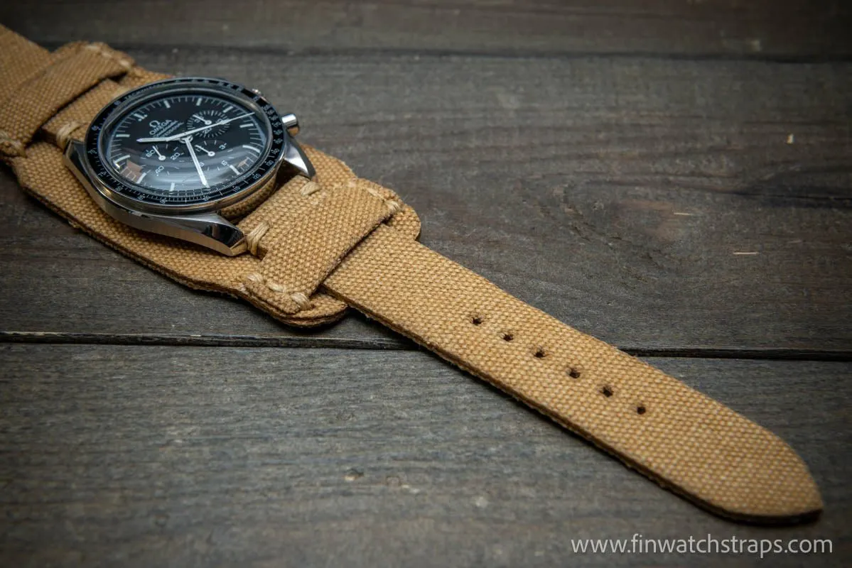 Military Bund Style Watch Strap: Vintage Canvas, handmade in Finland, Limited edition, watch lugs 10-26 mm.